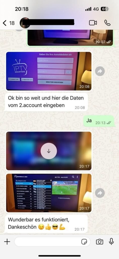 Echtes Kundenfeedback zu OTTGenuss IPTV per WhatsApp