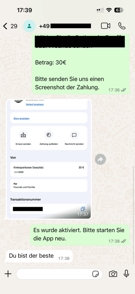 Echtes Kundenfeedback zu OTTGenuss IPTV per WhatsApp